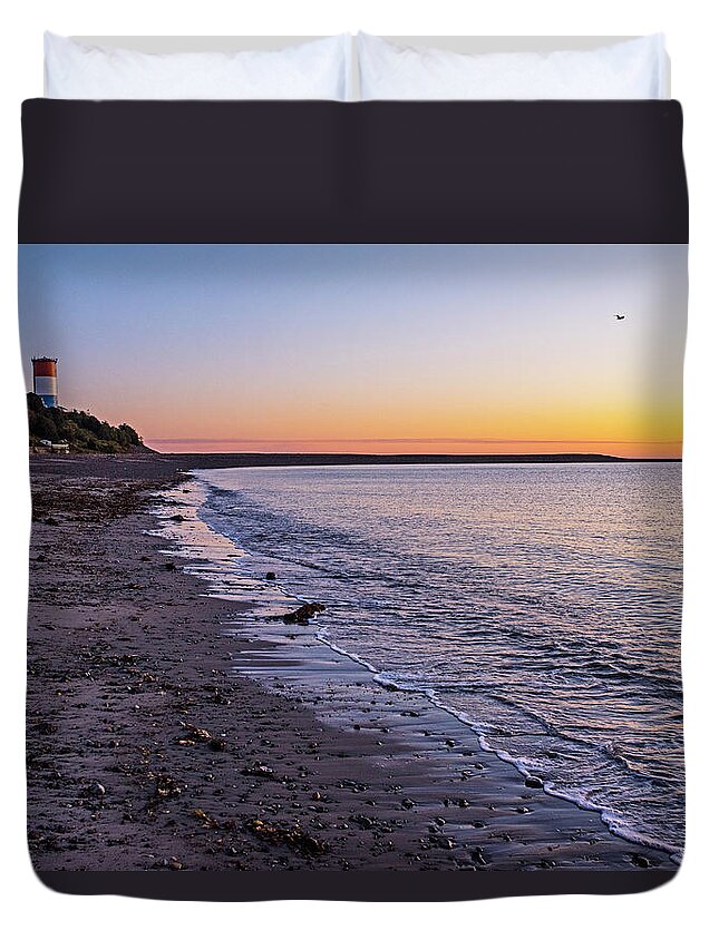 Winthrop Duvet Cover featuring the photograph Winthrop MA Yirrell Beach Golden Sunrise by Toby McGuire