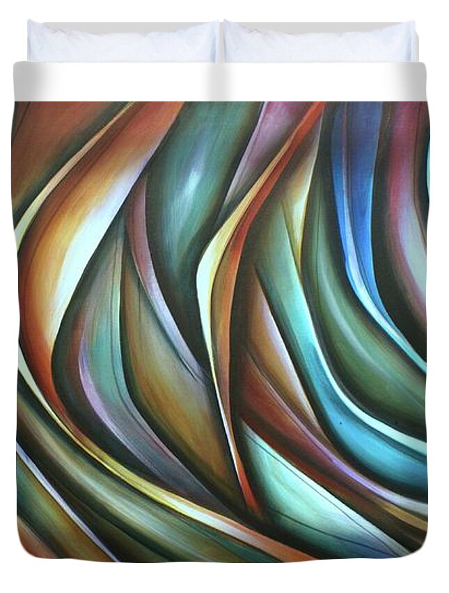 Multicolor Duvet Cover featuring the painting Wisp by Michael Lang