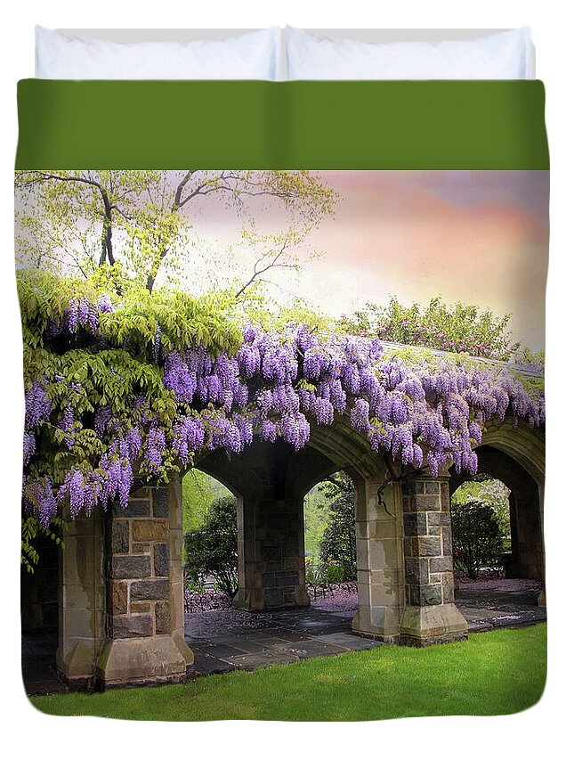 Wisteria Duvet Cover featuring the photograph Wisteria in May by Jessica Jenney