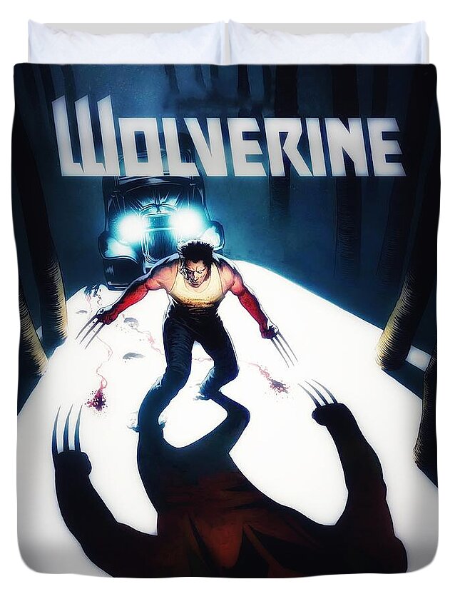 Wolverine Duvet Cover featuring the digital art Wolverine by HELGE Art Gallery