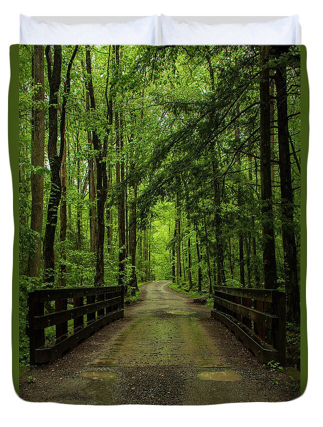 Great Smoky Mountains National Park Duvet Cover featuring the photograph Wooded Path by Melissa Southern