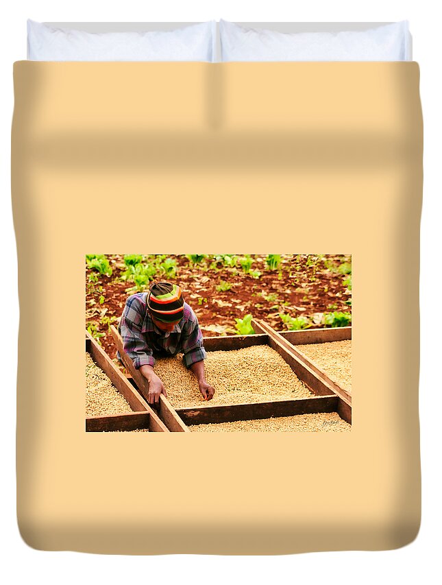 Horizontal Duvet Cover featuring the photograph Working on the Coffee Plantation by Bruce Block