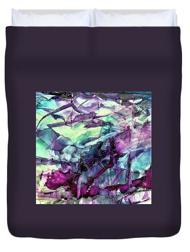 Soft Duvet Cover featuring the painting World Traveler by Angela Marinari