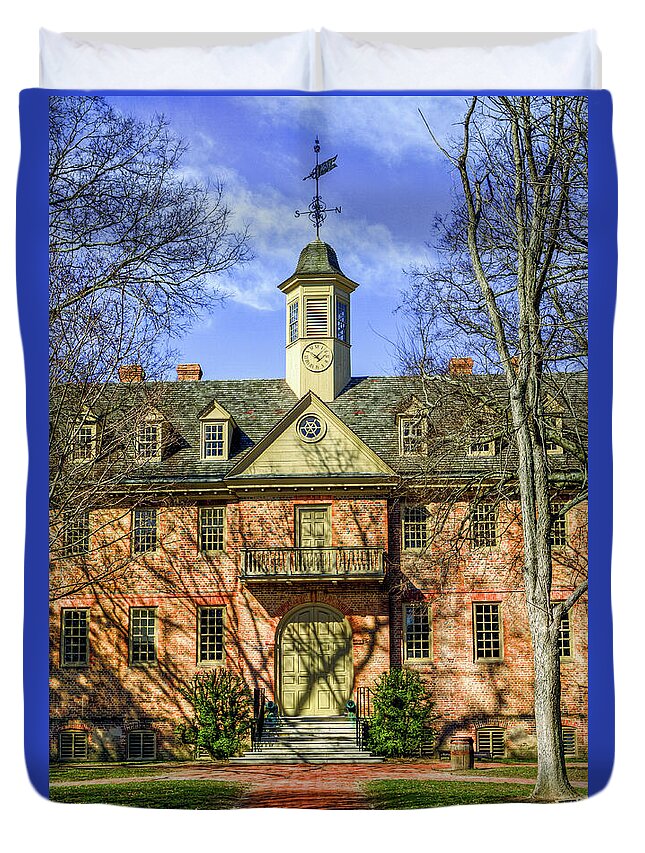 William And Mary Duvet Cover featuring the photograph Wren Building Main Entrance by Jerry Gammon