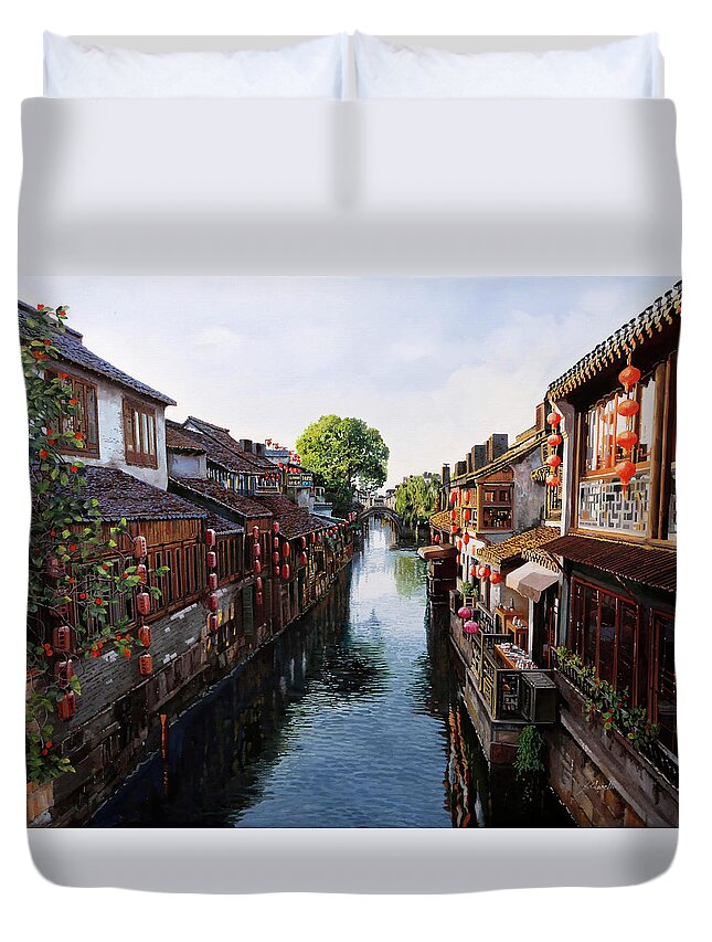 China Duvet Cover featuring the painting Xi Tang by Guido Borelli