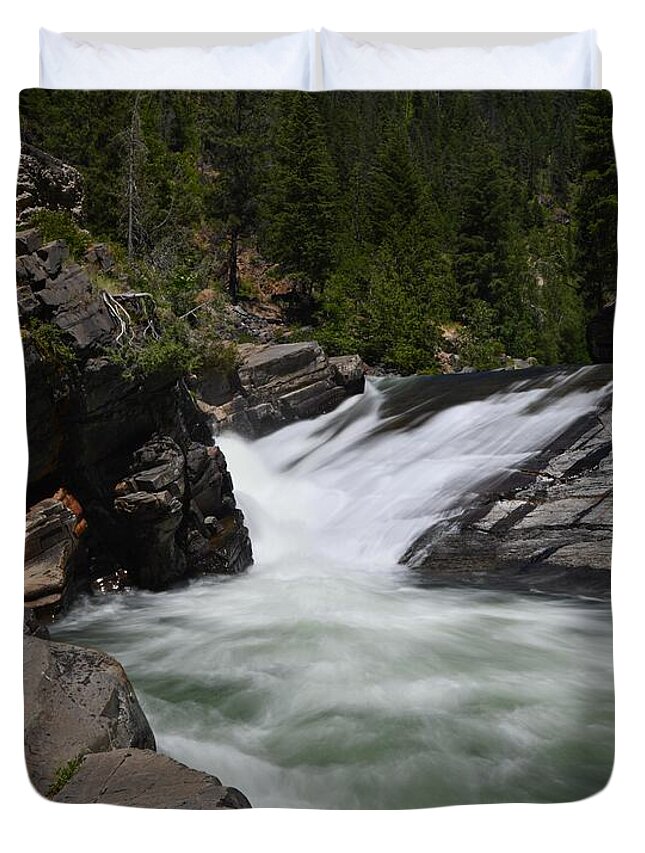 Montana Duvet Cover featuring the photograph Yaak Falls #2 by Steve Brown