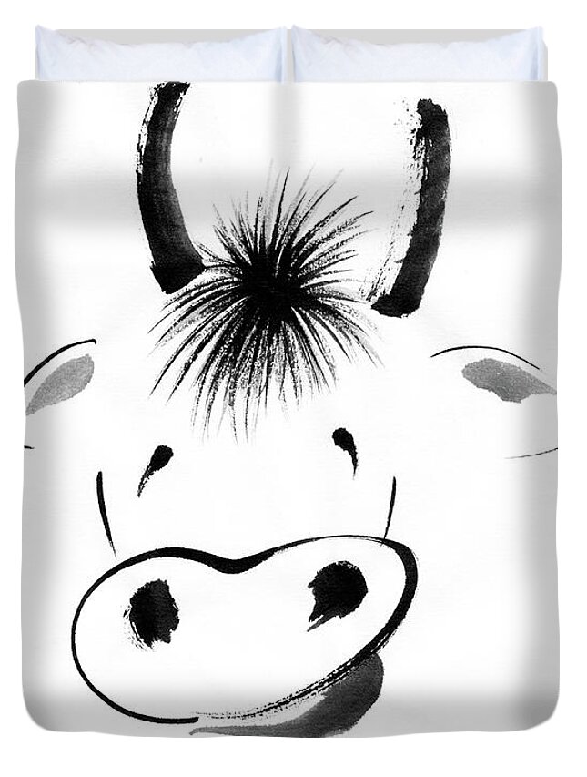 Year Of The Ox Duvet Cover featuring the painting Year of The Ox by Oiyee At Oystudio