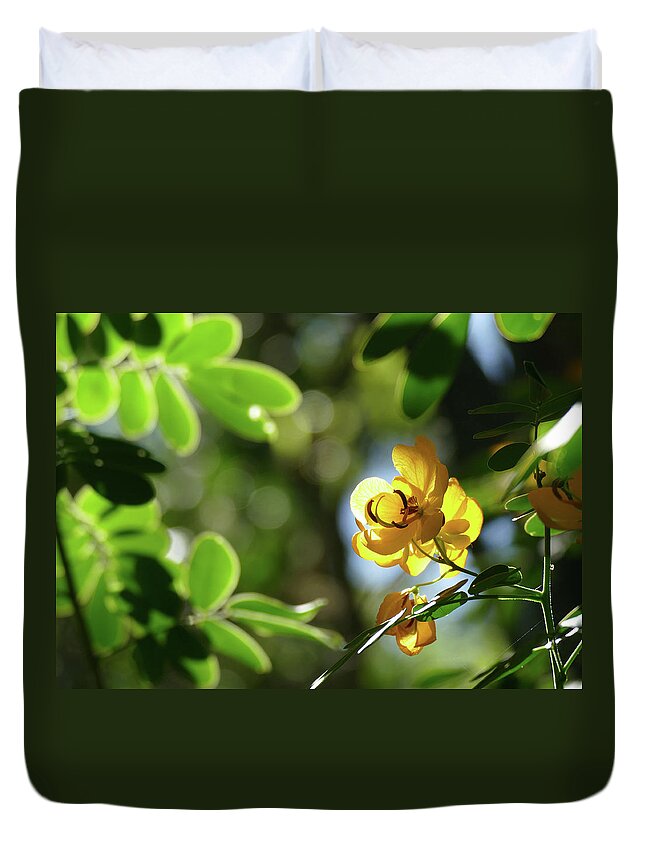 Flowers Duvet Cover featuring the photograph Yellow Brightness by Maryse Jansen