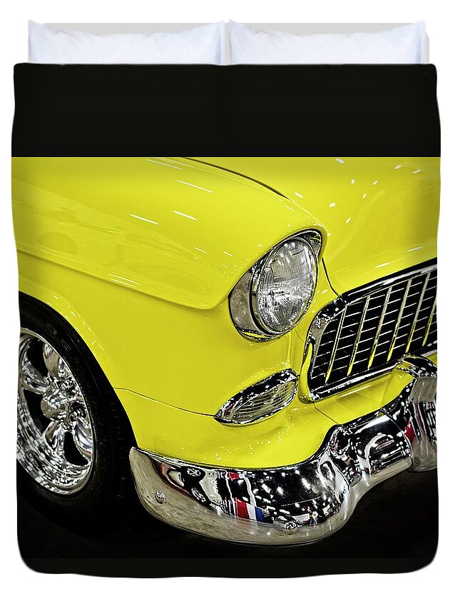 Car Duvet Cover featuring the photograph Yellow Classic Car by Maggy Marsh