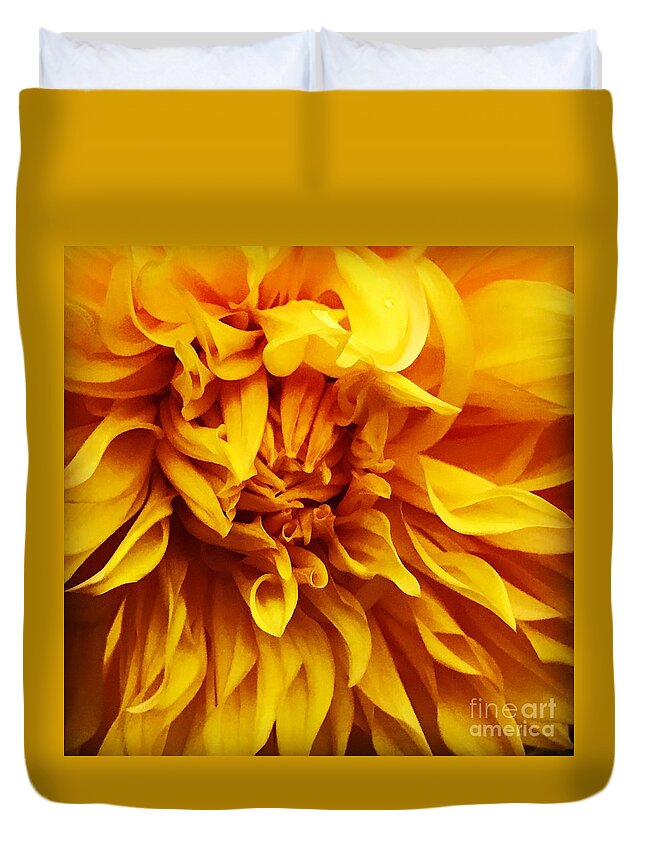 Yellow Duvet Cover featuring the photograph Yellow Dalia by Suzanne Lorenz