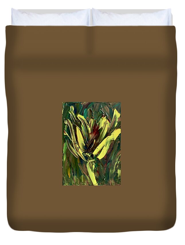 Flower Duvet Cover featuring the painting Yellow flower 1 by Teresa Moerer