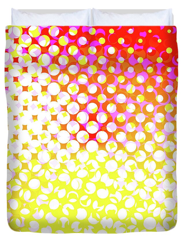 Pink Duvet Cover featuring the digital art Yellow Pink Pattern by Melinda Firestone-White