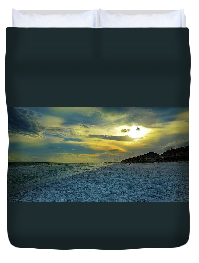 Sky Duvet Cover featuring the photograph Yellow Sky at Night by James C Richardson