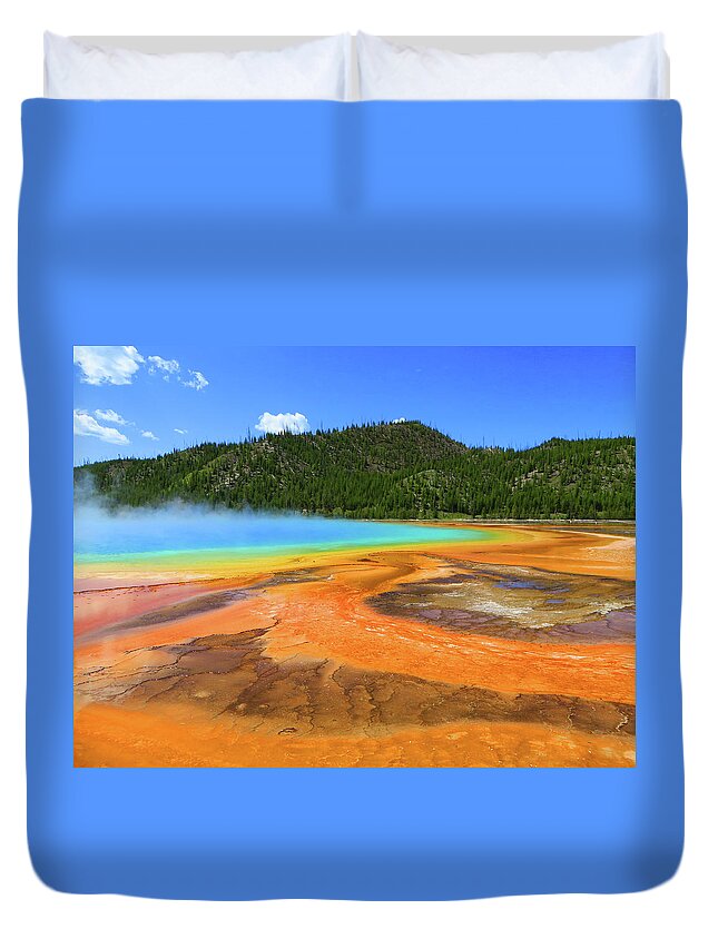Spring Duvet Cover featuring the photograph Yellowstone Grand Prismatic Spring by Rick Wilking
