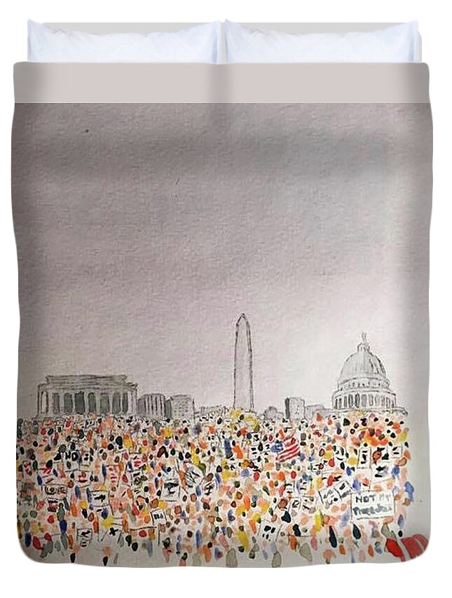 Democracy Duvet Cover featuring the painting Yes We Can by John Macarthur
