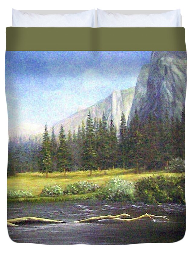 Park Duvet Cover featuring the painting Yosemite by Loxi Sibley