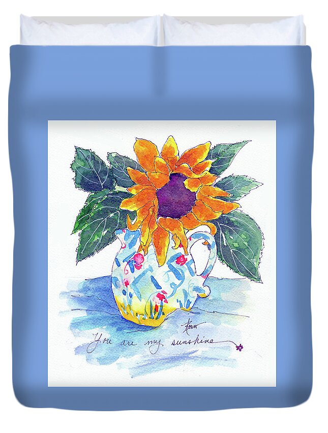 Watercolors Duvet Cover featuring the painting You Are My Sunshine by Adele Bower