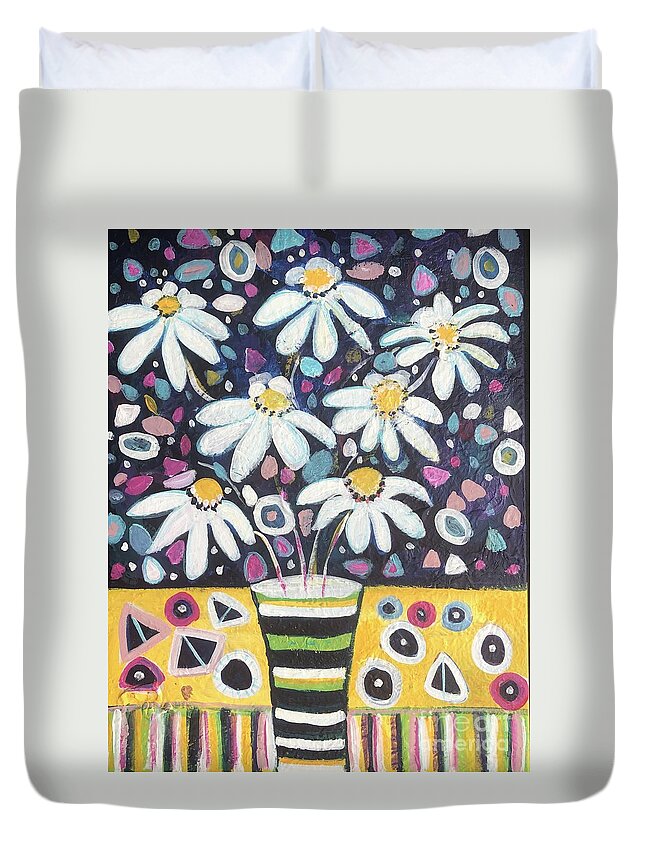 Daisy Duvet Cover featuring the painting You Only Have One Life by Jacqui Hawk