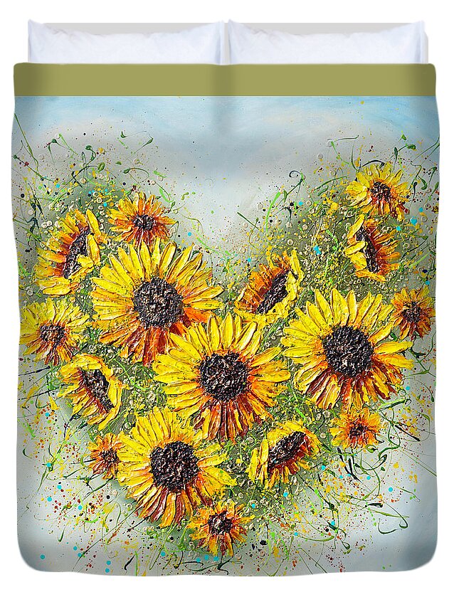 Sunflower Duvet Cover featuring the painting You're my Sunshine by Amanda Dagg