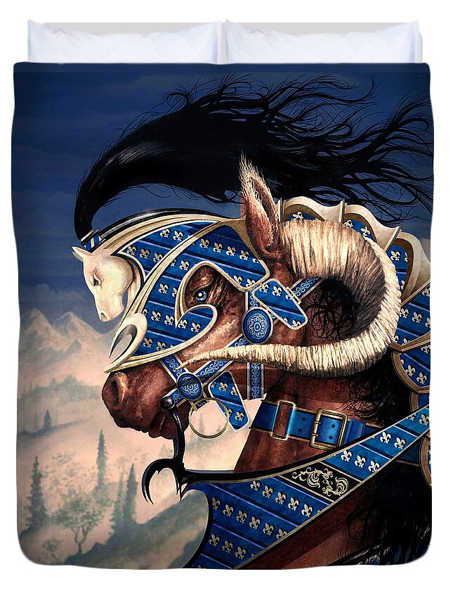 Horse Duvet Cover featuring the painting Yuellas the Bulvaen Horse by Curtiss Shaffer