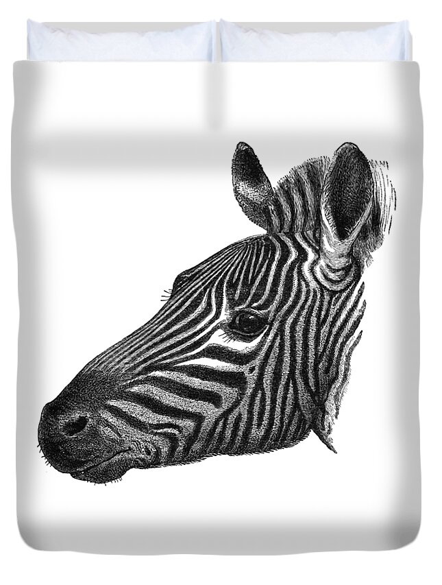 Zebra Duvet Cover featuring the digital art Zebra Head by Madame Memento