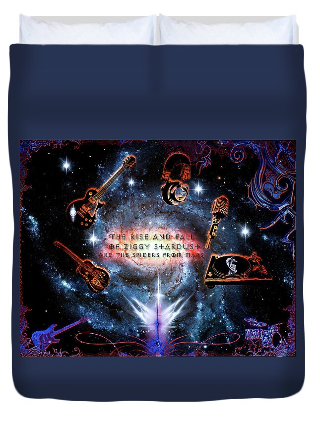 Classic Rock Duvet Cover featuring the digital art Ziggy Stardust by Michael Damiani