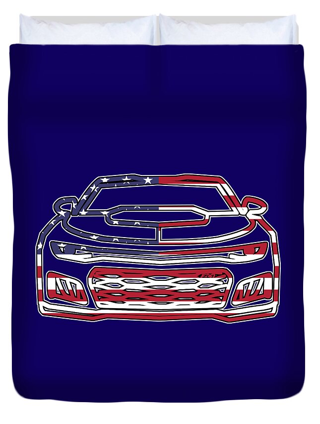 Chevy Duvet Cover featuring the digital art ZL1 Camaro Patriot by Darrell Foster