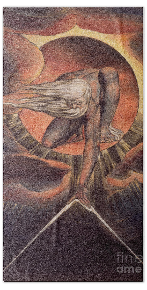 Frontispiece Hand Towel featuring the photograph Frontispiece from Europe, A Prophecy by William Blake by William Blake