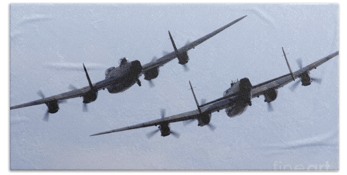 Avro Bath Towel featuring the photograph Lancaster Moment by Airpower Art