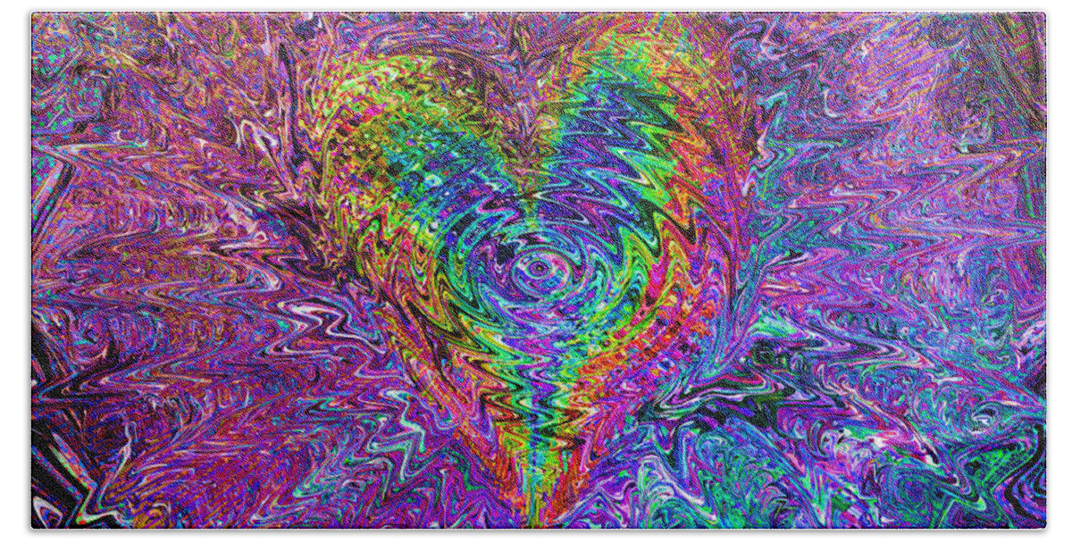 Valentines Hand Towel featuring the mixed media Love From The Ripple Of Thought V 5 by Kenneth James