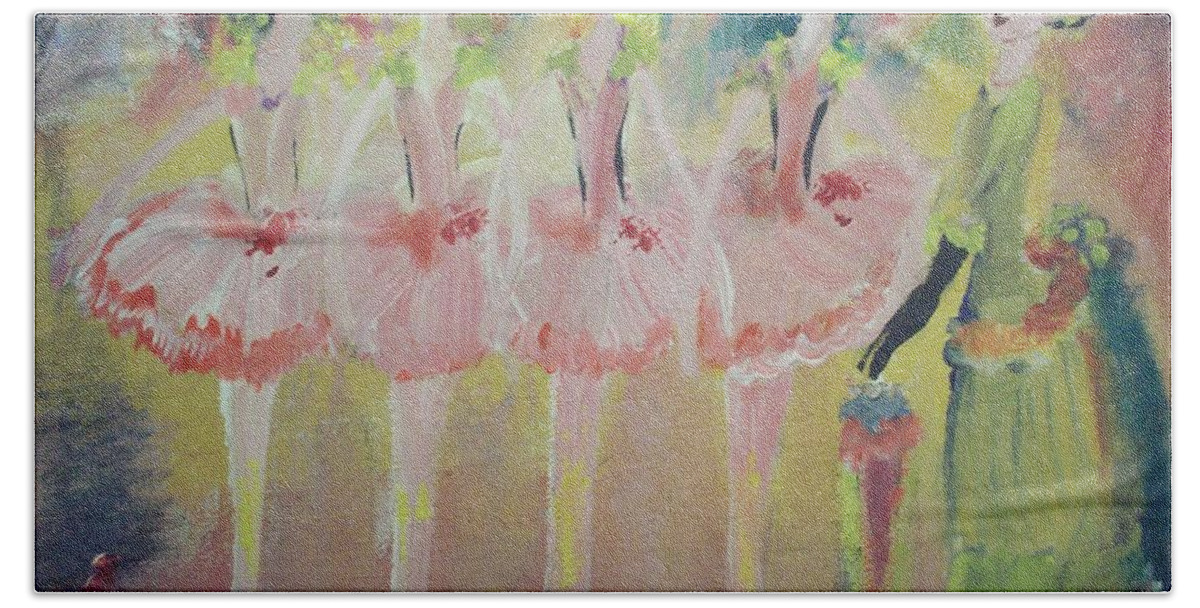 Quadrille Bath Towel featuring the painting Madams Quadrille ballet by Judith Desrosiers