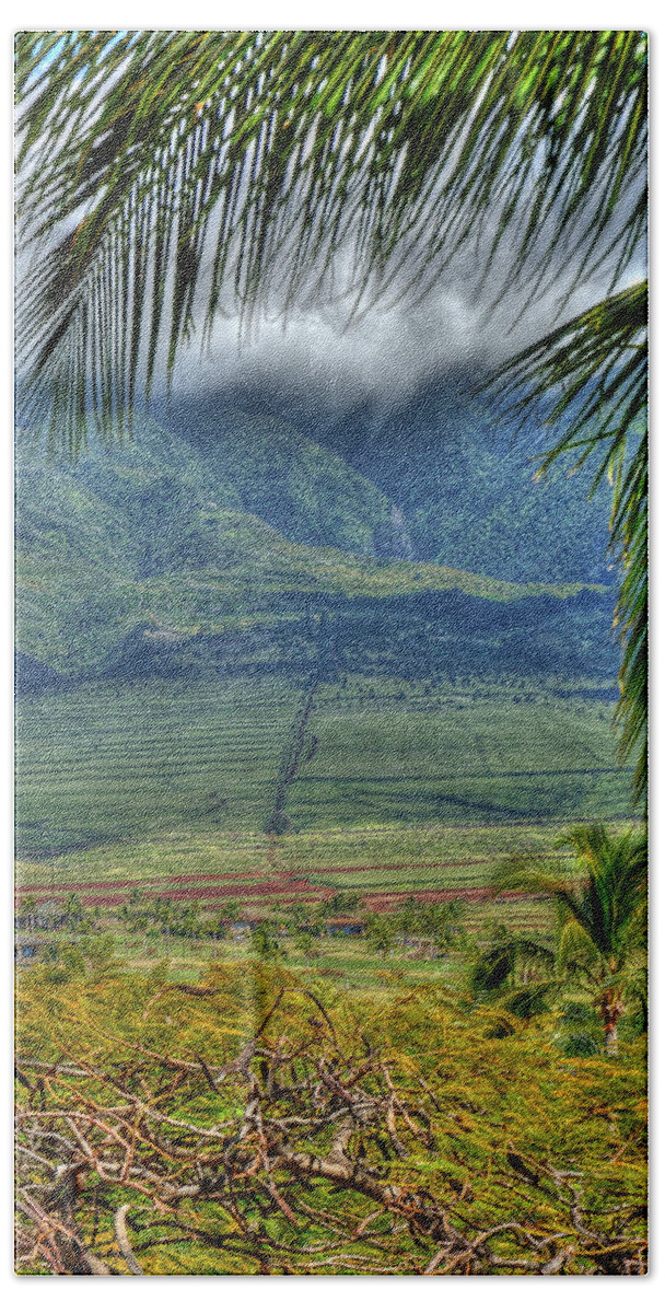 Landscape Bath Towel featuring the photograph Maui Foot Hills by Arthur Fix