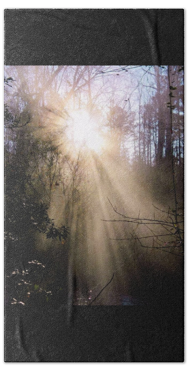 Postcard Hand Towel featuring the digital art Sunrise Of Faith Windows From Heaven by Matthew Seufer