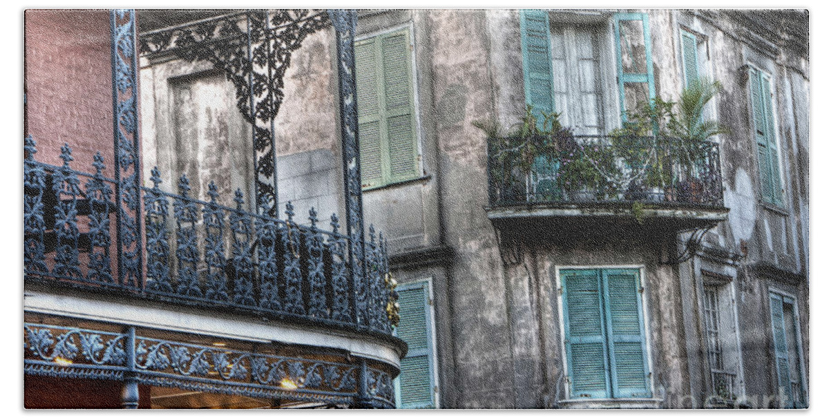 New Hand Towel featuring the photograph 0275 New Orleans Balconies by Steve Sturgill