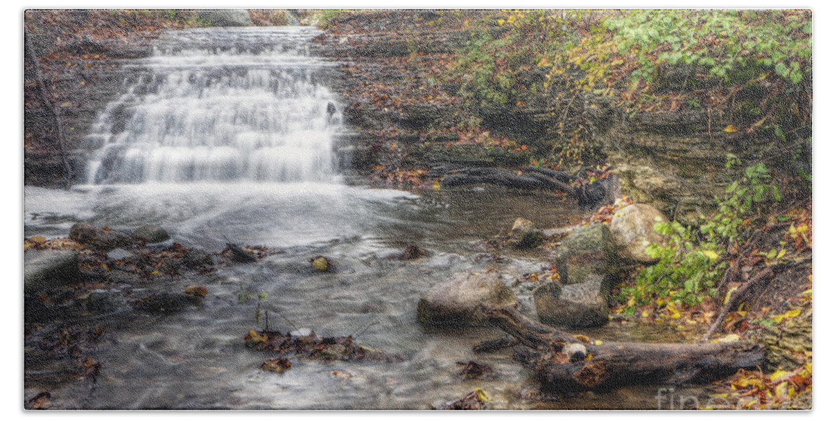 Water Hand Towel featuring the photograph 0278 South Elgin Waterfall by Steve Sturgill