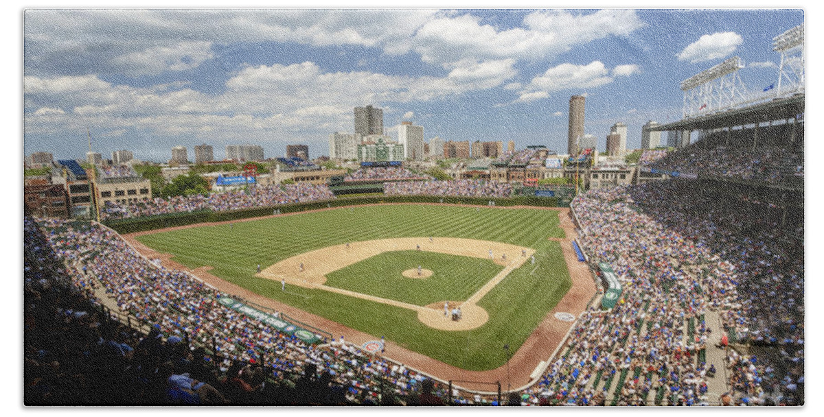 Chicago Bath Towel featuring the photograph 0415 Wrigley Field Chicago by Steve Sturgill