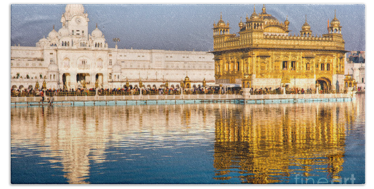 Amritsar Hand Towel featuring the photograph Golden Temple in Amritsar - Punjab - India #1 by Luciano Mortula