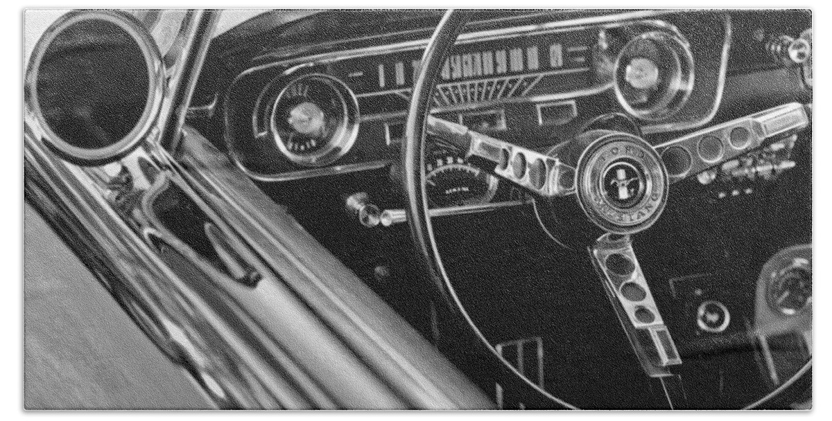 1965 Shelby Prototype Ford Mustang Steering Wheel Hand Towel featuring the photograph 1965 Shelby prototype Ford Mustang Steering Wheel by Jill Reger