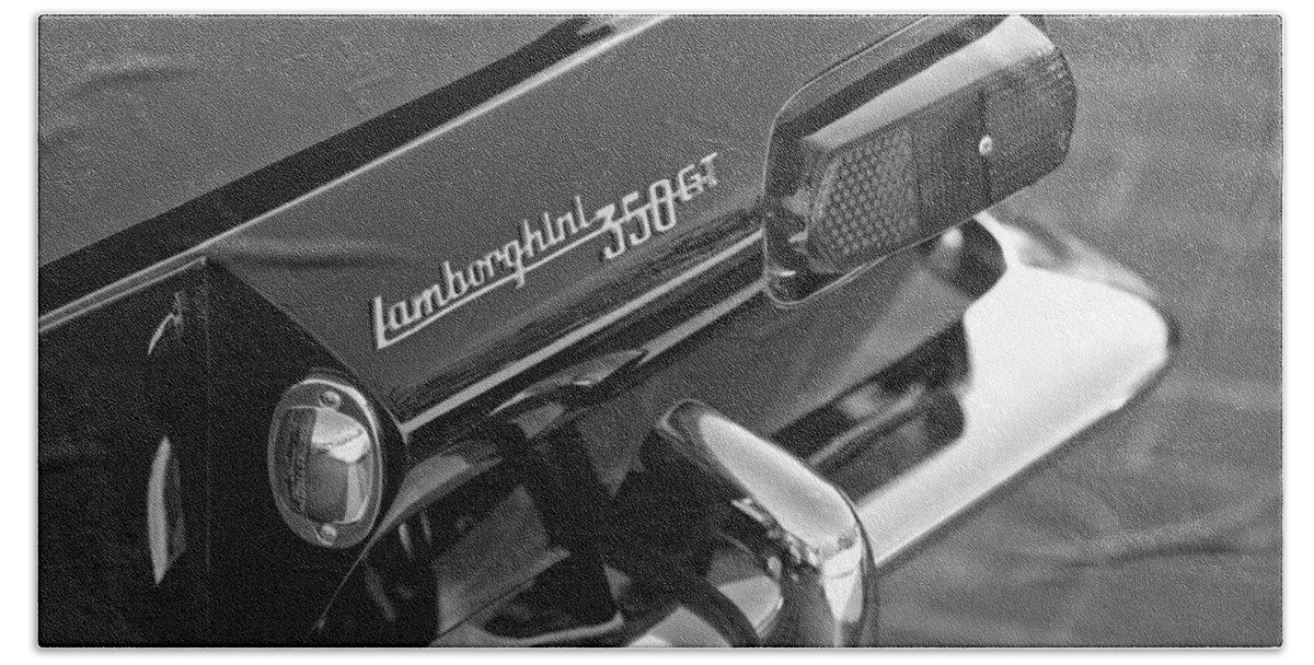 1966 Lamborghini 350 Gt Coupe Taillight Emblem Bath Towel featuring the photograph 1966 Lamborghini 350 GT Coupe Taillight Emblem by Jill Reger