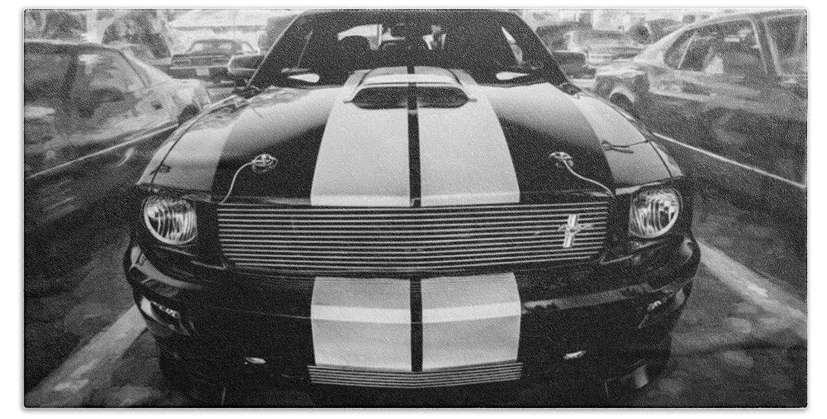 2007 Mustang Bath Towel featuring the photograph 2007 Ford Mustang Shelby GT Painted BW  #1 by Rich Franco