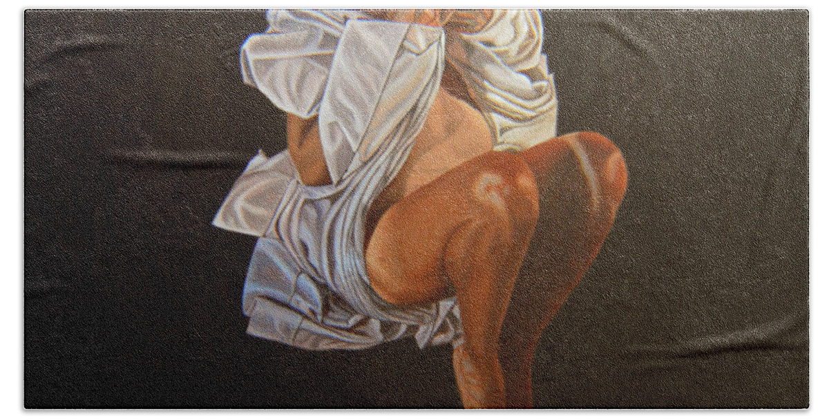 Semi-nude Bath Towel featuring the painting 1 30 Am by Thu Nguyen