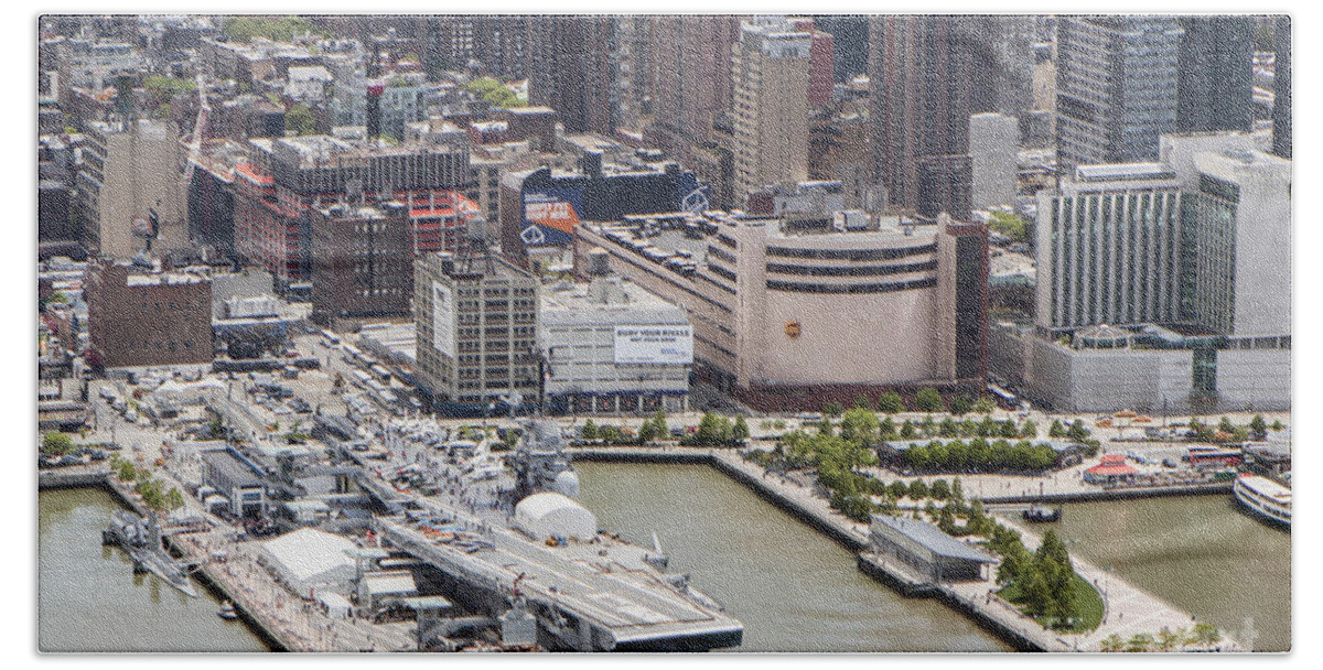 Intrepid Bath Sheet featuring the photograph 7-Aerial view of Manhattan #1 by Nir Ben-Yosef