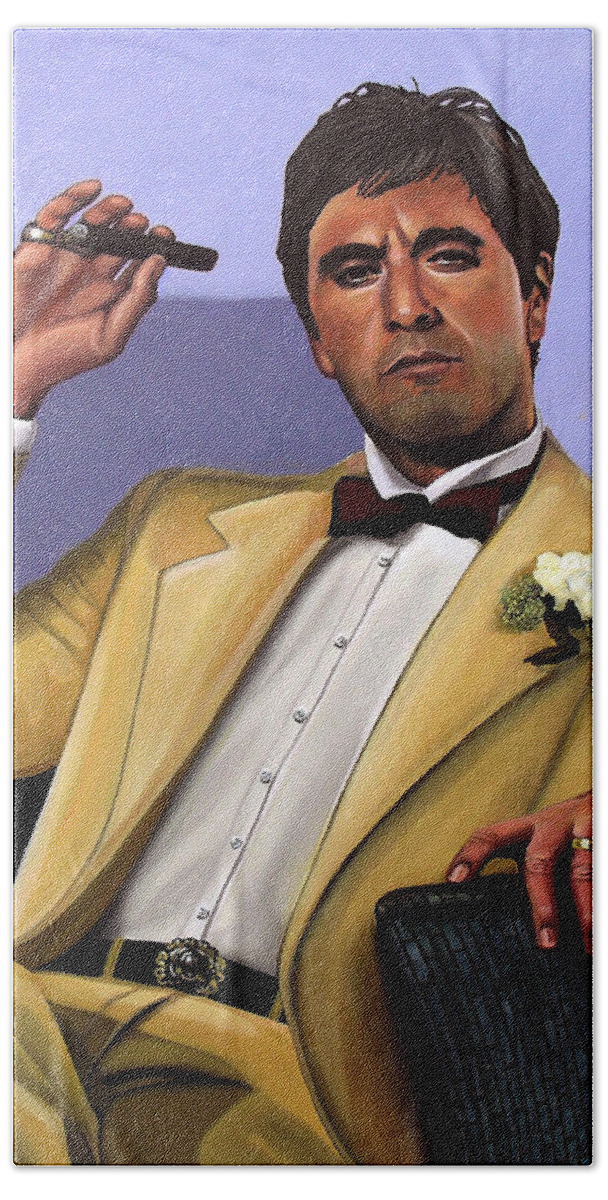Al Pacino Hand Towel featuring the painting Al Pacino by Paul Meijering