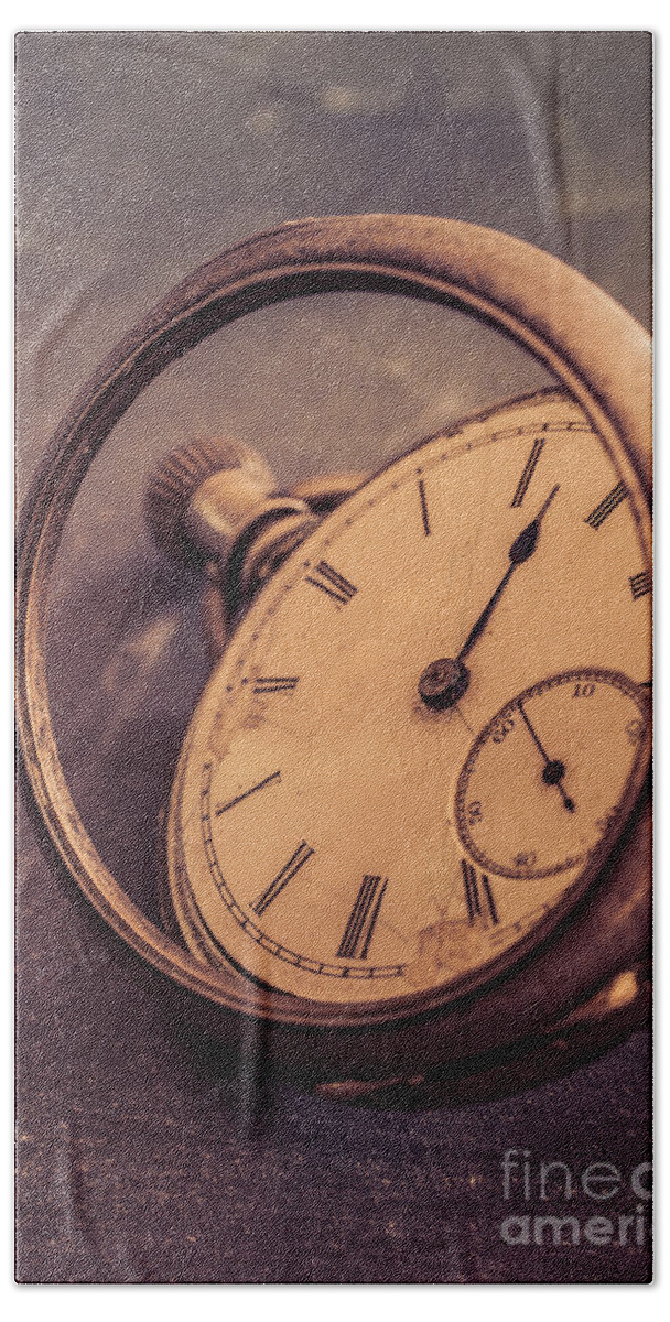 Objects Hand Towel featuring the photograph Antique Pocket Watch #1 by Edward Fielding