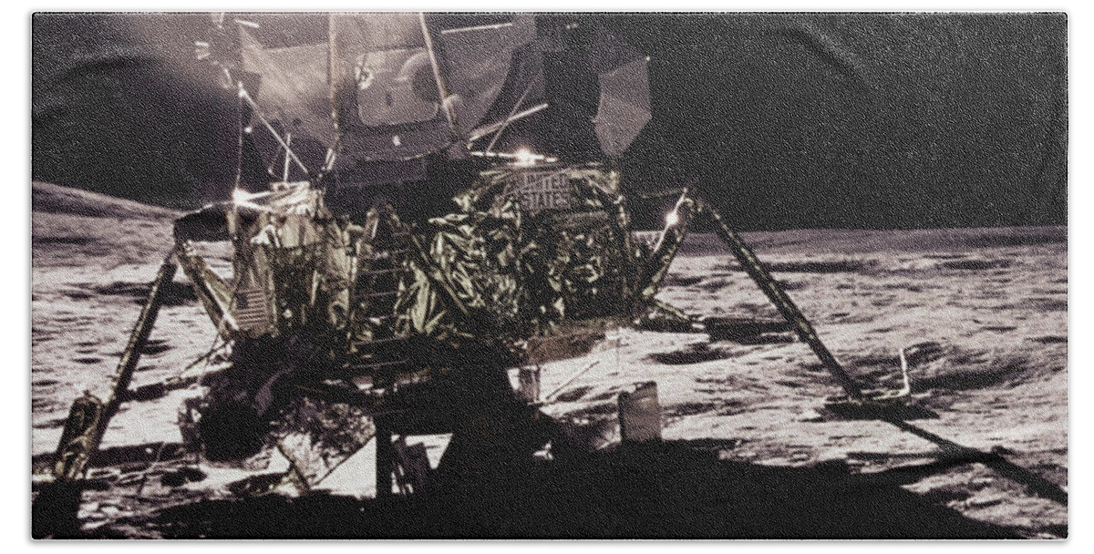 Transport Bath Towel featuring the photograph Apollo 17 Moon Landing #1 by Science Source