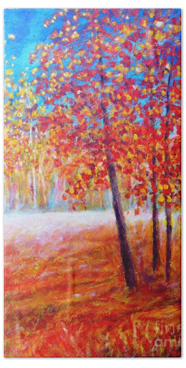 Painting Bath Towel featuring the painting Autumn #1 by Cristina Stefan