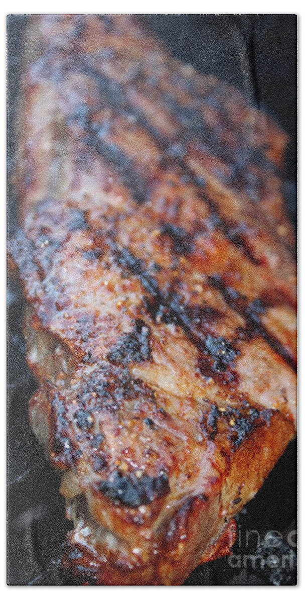 Heat Hand Towel featuring the photograph BBQ Steak #1 by Henrik Lehnerer