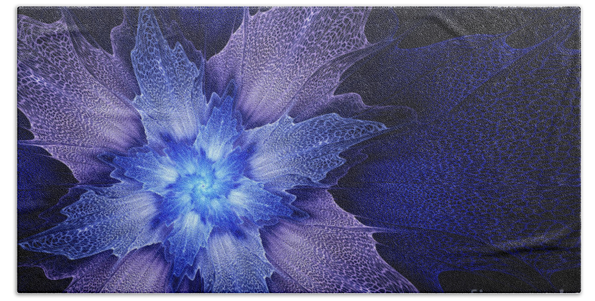 Flower Hand Towel featuring the digital art Blue abstract flower #1 by Martin Capek