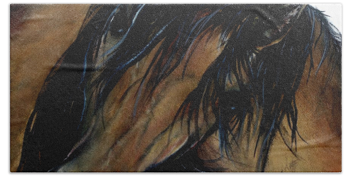 Horse Hand Towel featuring the painting Bucky by Lil Taylor