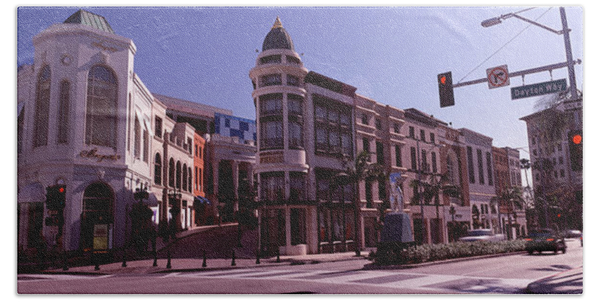 Photography Bath Towel featuring the photograph Buildings Along The Road, Rodeo Drive #1 by Panoramic Images